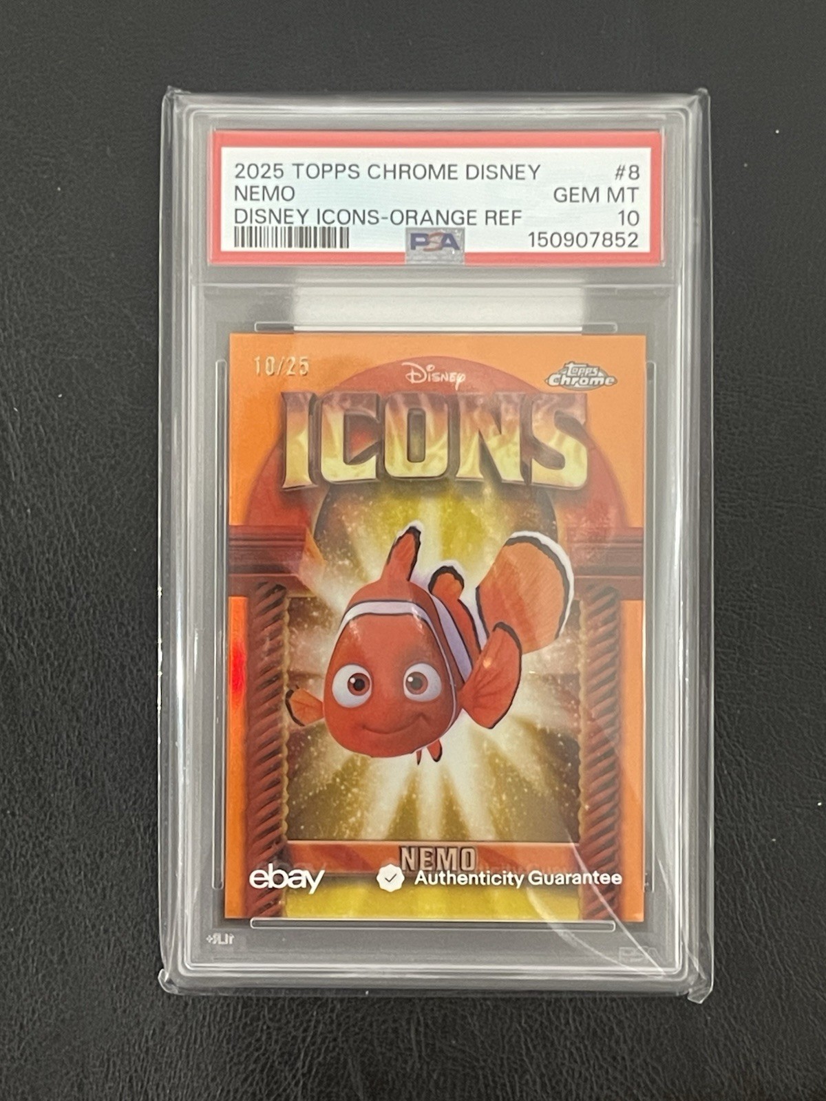Topps Chrome Disney Icons Nemo Orange Refractor 2025 Series 10/25 Topps Chrome Disney Icons Nemo Orange Refractor 2025 Series 10/25