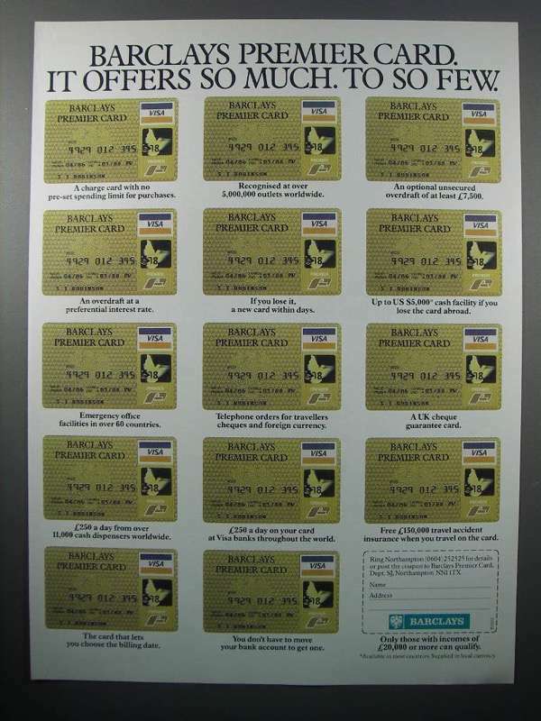 1987 Barclays Visa Credit Card - Offers So Much 1987 Barclays Visa Credit Card - Offers So Much