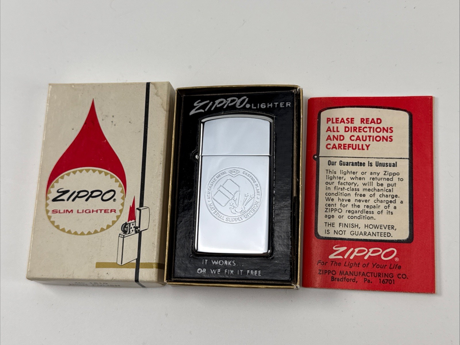 Vintage 1965 Zippo Slim Dana Casting Advertising W/ Original Box Never Used Rare Vintage 1965 Zippo Slim Dana Casting Advertising W/ Original Box Never Used Rare