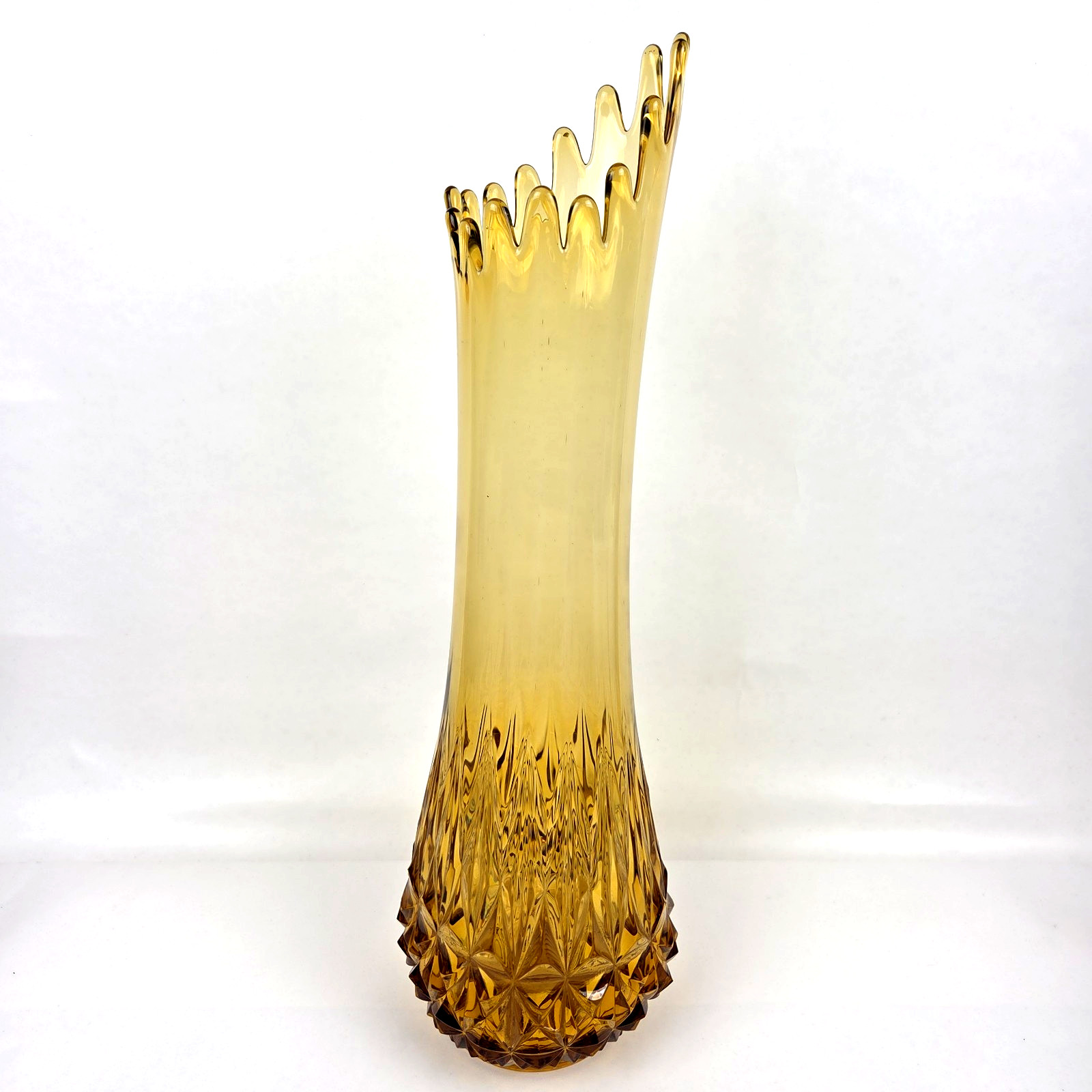 Vintage L.E. Smith Amber Swung Floor Vase 21.5\