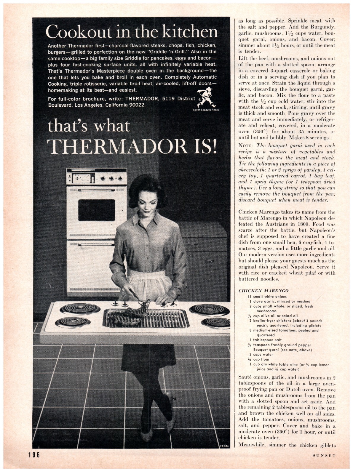 1964 PRINT AD, Thermador Cookout In The Kitchen Housewife Cooking Grilling Steak