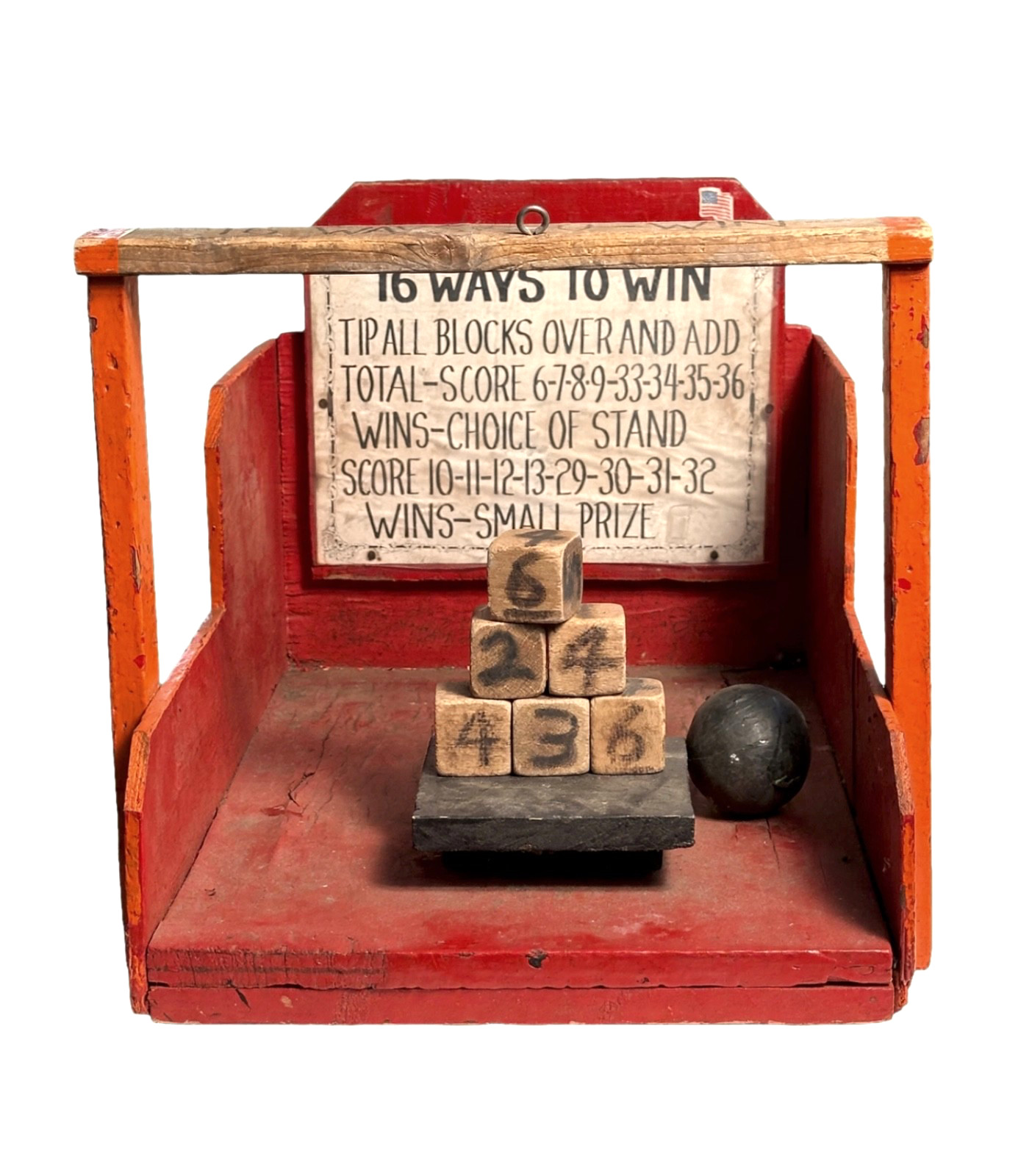 Vintage 1950s Carnival Block Toss Game - 16 Ways to Win - Folk Art Vintage