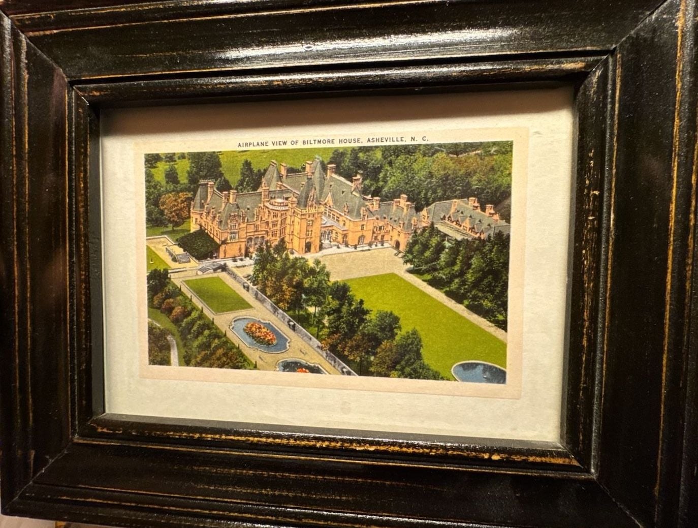 Vintage Biltmore House Airplane View Asheville NC Framed Postcard