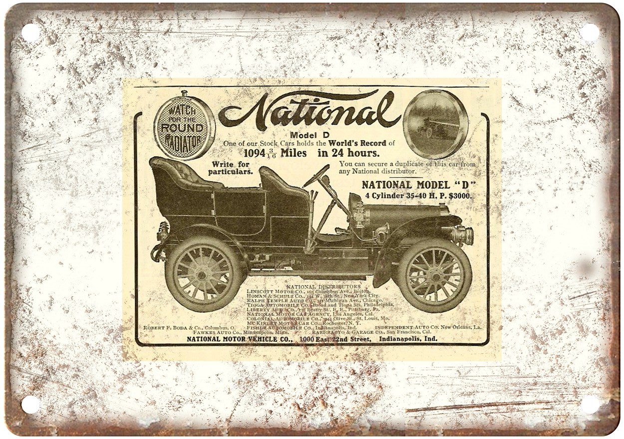 1906 National Vintage Automobile Ad Retro Look Metal Sign AM9041