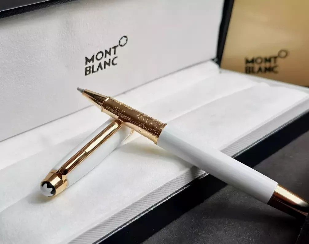 New Montblanc Meisterstuck Rollerball Pen Ceramics 163 White Gold Trim Classique