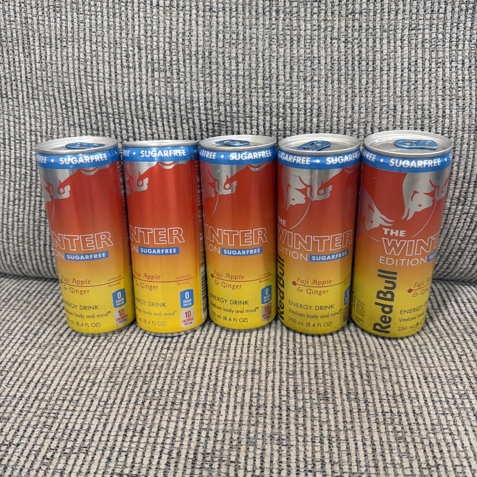 Red Bull  The Winter Edition, Fuji Apple & Ginger, 8.4oz, 5 Cans SugerFree