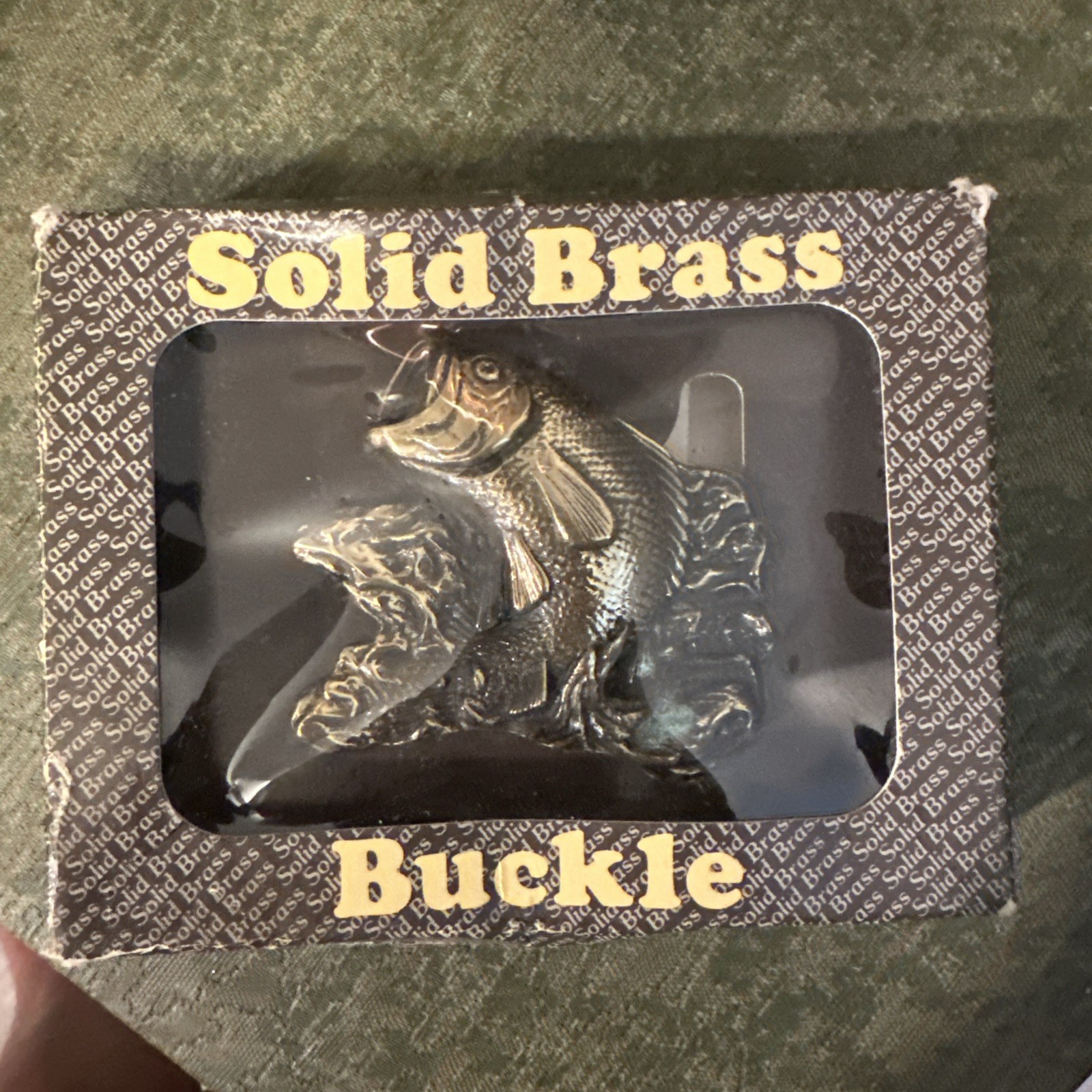 New Old Stock 1979 Brass Bass Fish Solid Brass BTS USA Vintage Belt Buckle