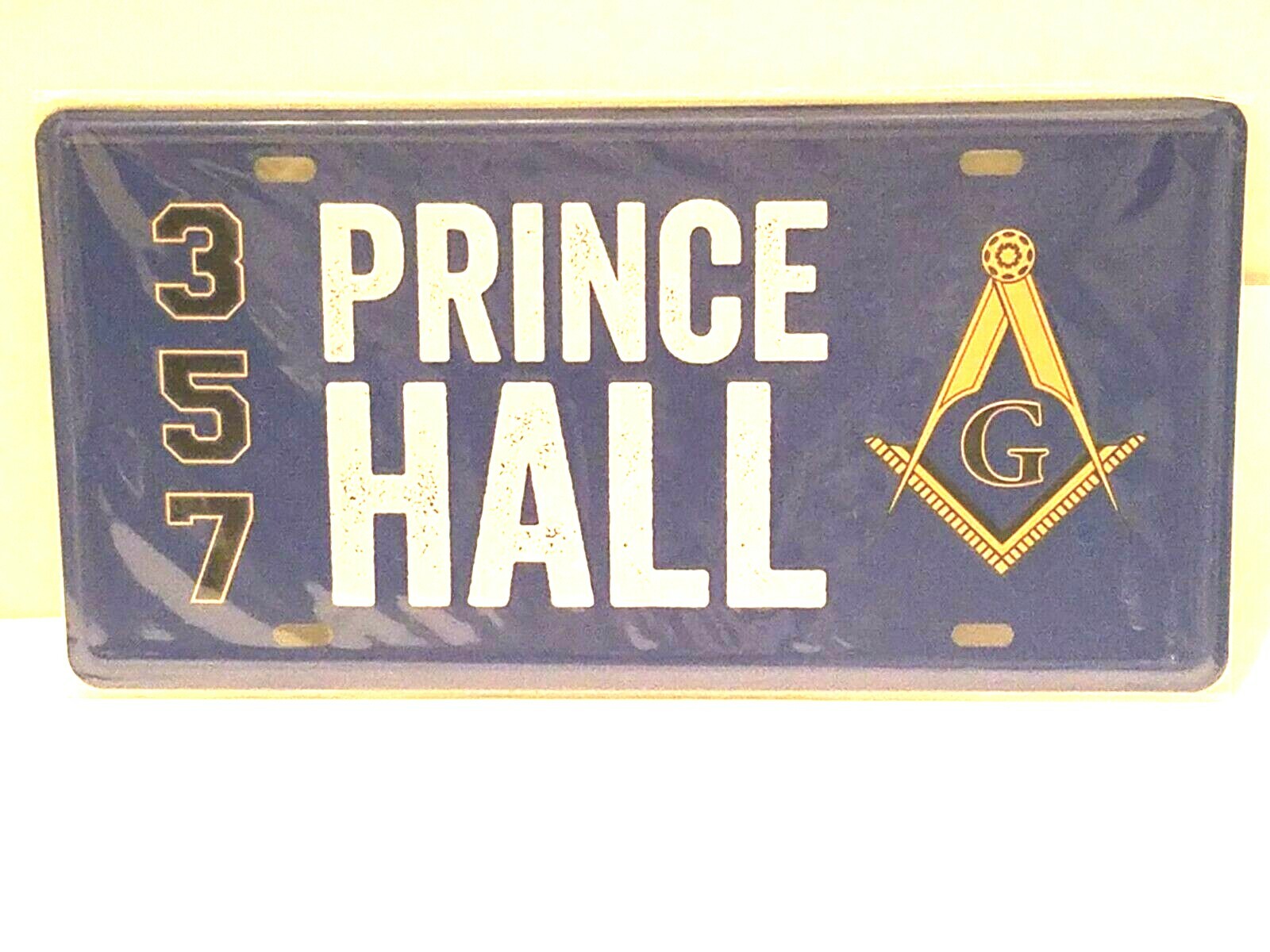 Blue Masonic Prince Hall  357 License Plate - NEW Sealed -  Mason Square