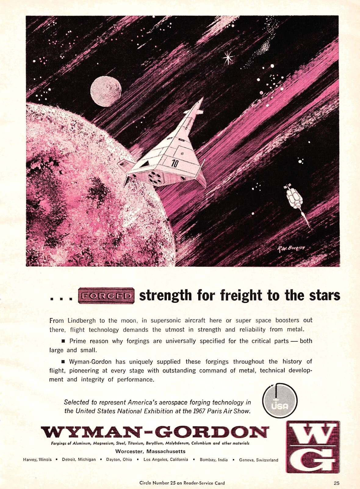 Wyman Gordon Rocket Outer Space Moon Lindbergh Purple Graphics Vtg Mag Print Ad