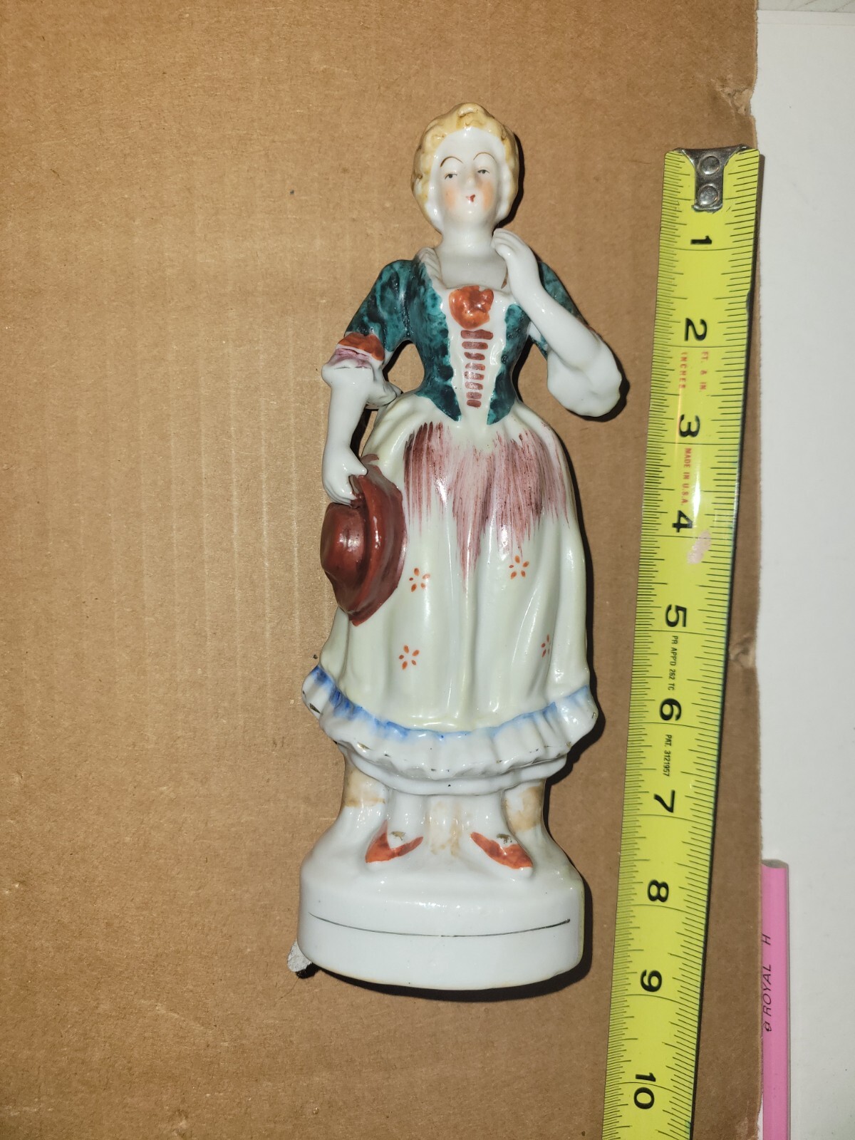 VTG Occupied Japan Porcelain Lady Holding Dress Figurine 9\