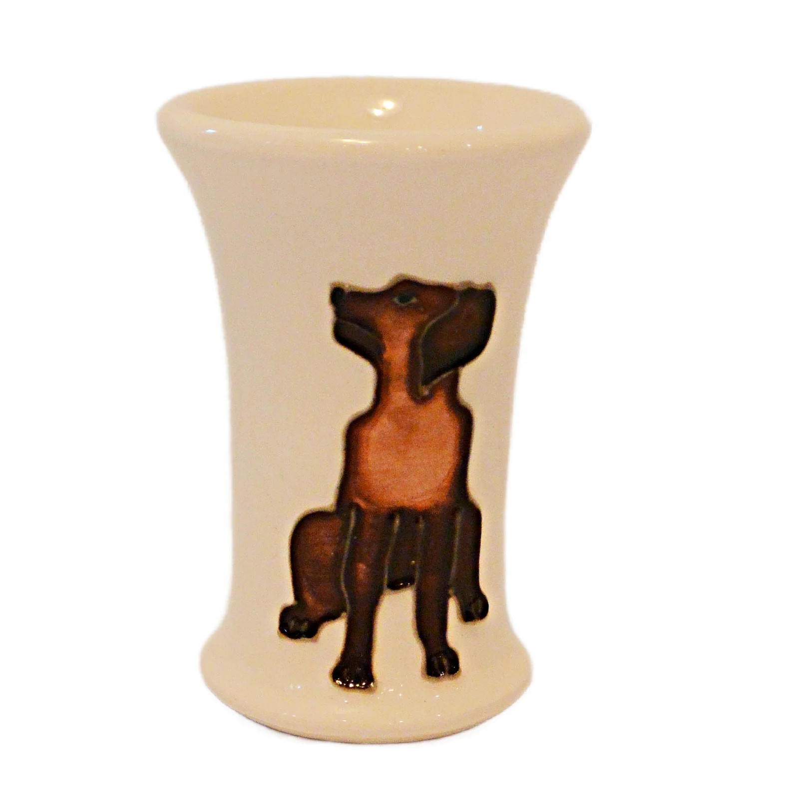Moorcroft Pottery Miniature Dachshund Trumpet Vase 2019 Tubelined England