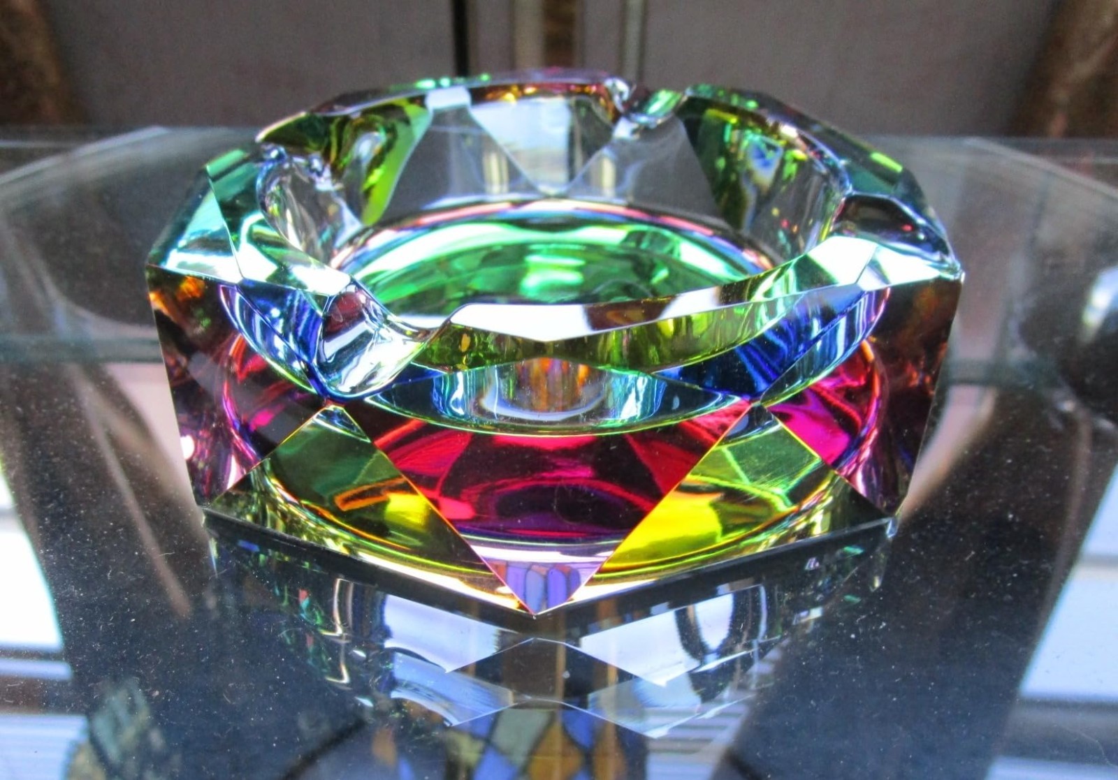 Coomin Crystal Glass Ashtray Sparkly Cigar Cigarette Ash Tray Pink Decor Gift