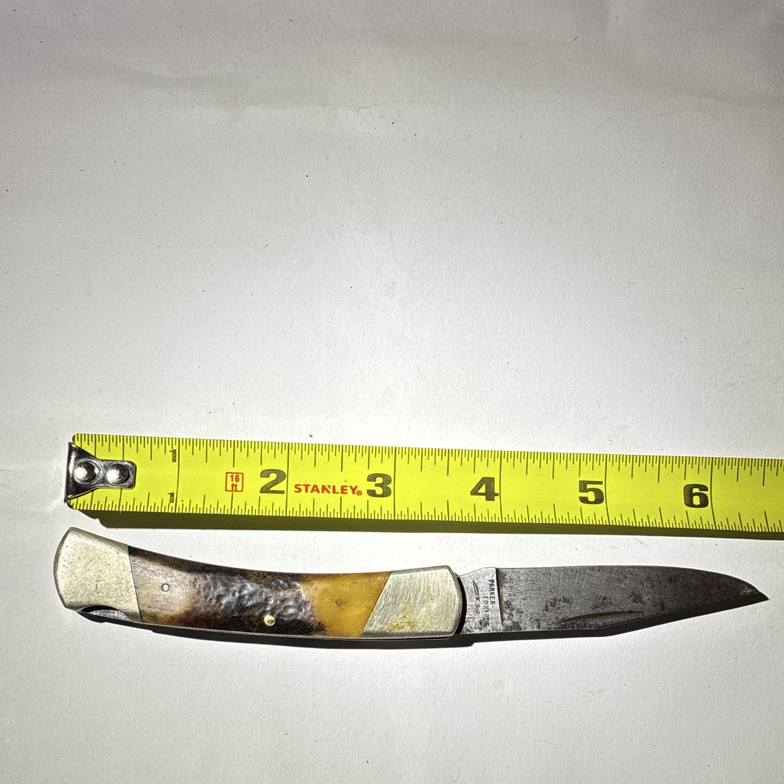 VTG Parker Edward’s Jacksonville AL. Damascus Stag Handle Pocket Knife USA
