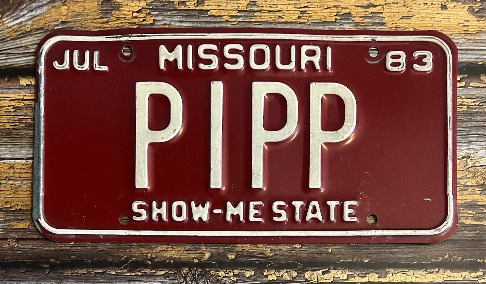 1983 Missouri VANITY License Plate PIPP