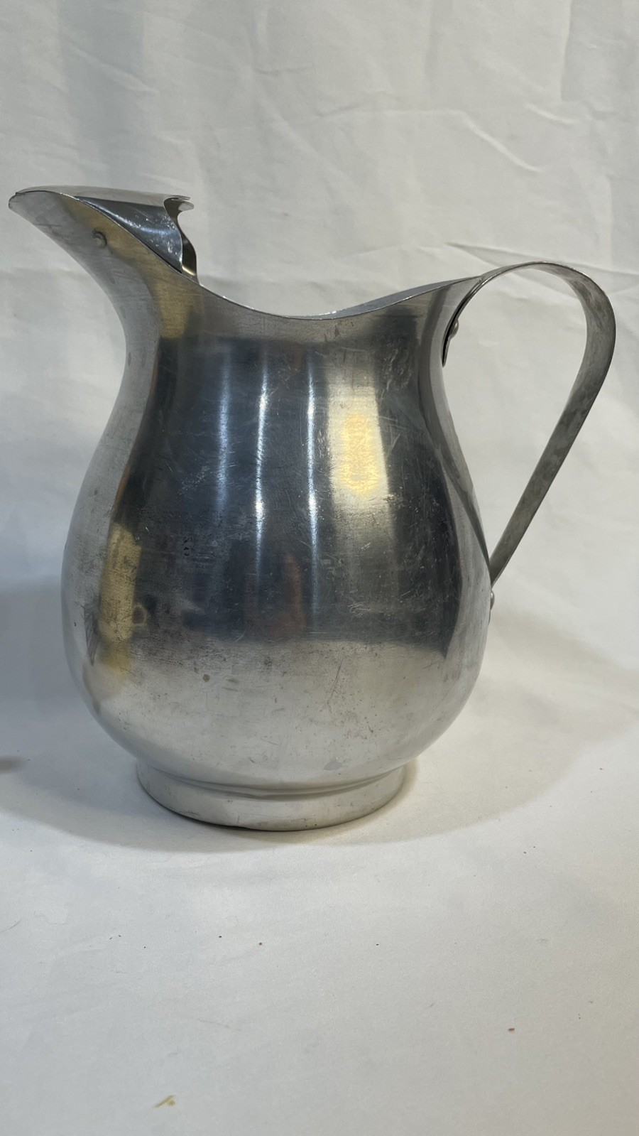 Vintage Aluminum Pitcher with Handle, Round Shape, Collectible Jug Country Style