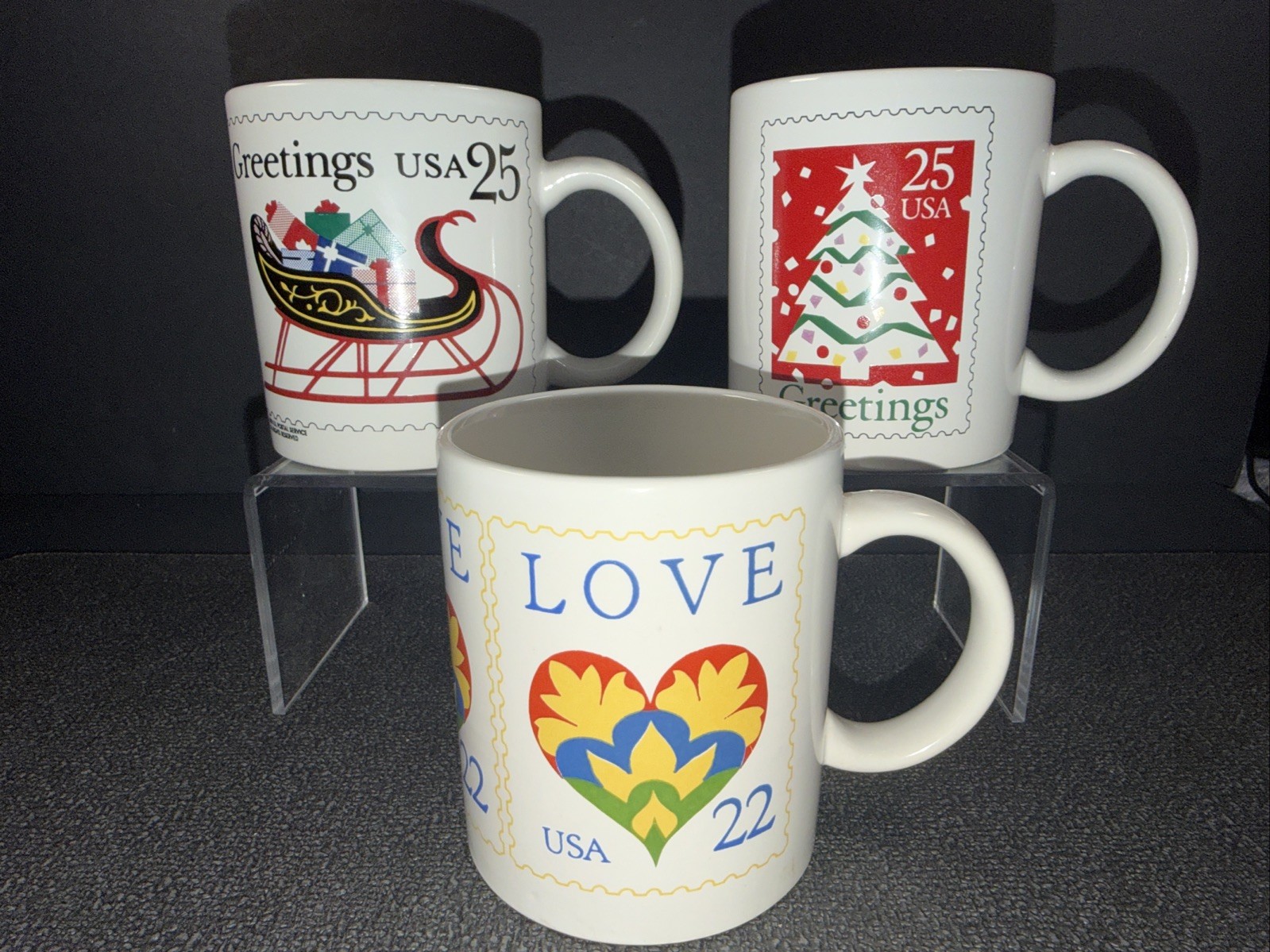 USPS Coffee Mugs (3) Postage Stamp \'86\'89 &\'90 Vintage Collectibles Gifts USPS Coffee Mugs (3) Postage Stamp \'86\'89 &\'90 Vintage Collectibles Gifts