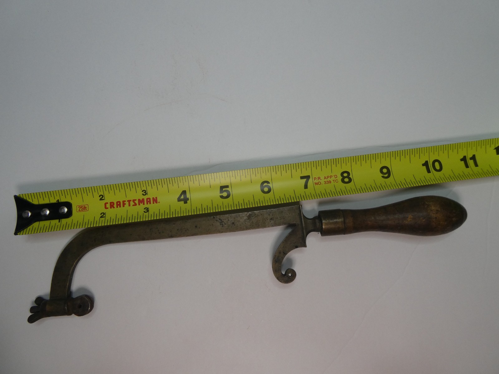 Antique Early Lancashire Frame Hand Hack Saw Wooden Handle Tool