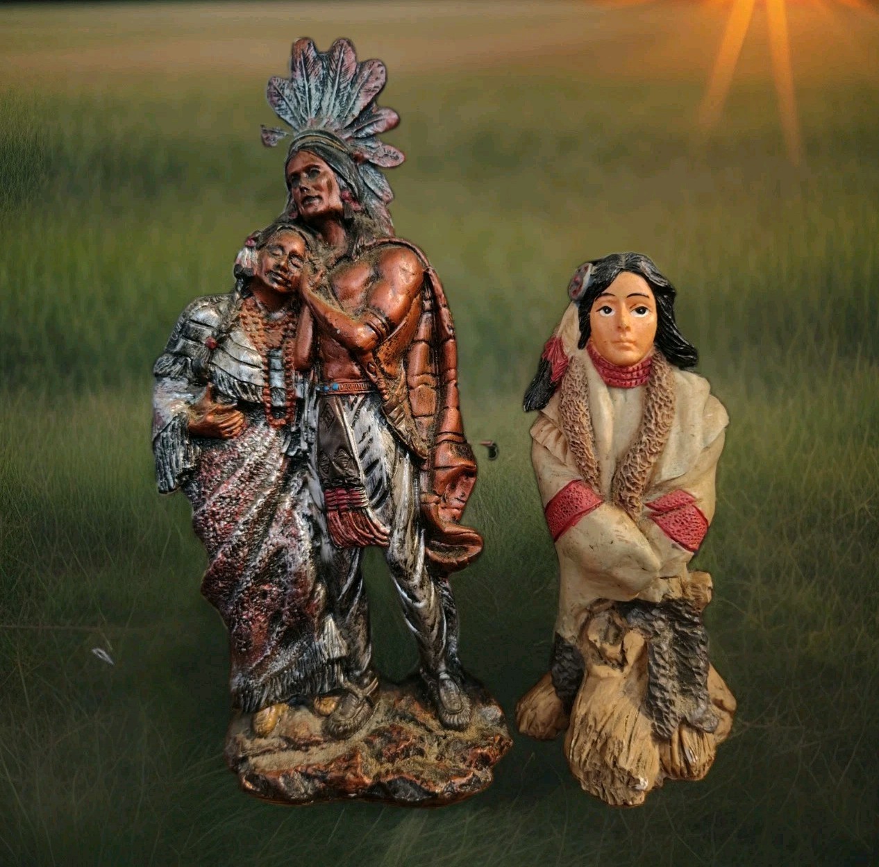 ​Young's Inc American Frontier Collection Native American Chief & Maiden+Squaw 