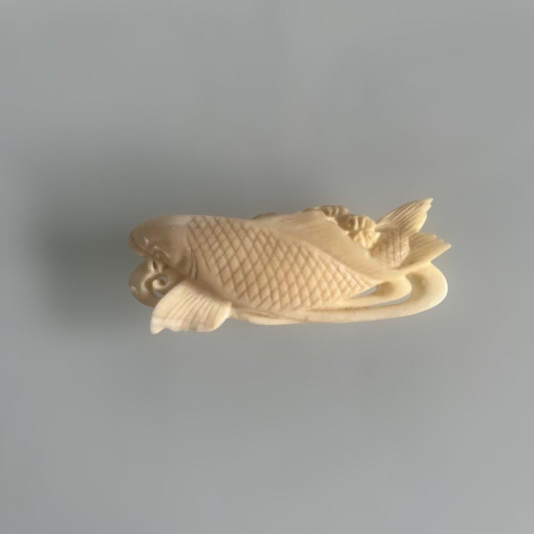 Antique obidome Carp Natural Material Japanese Kimono Accessory