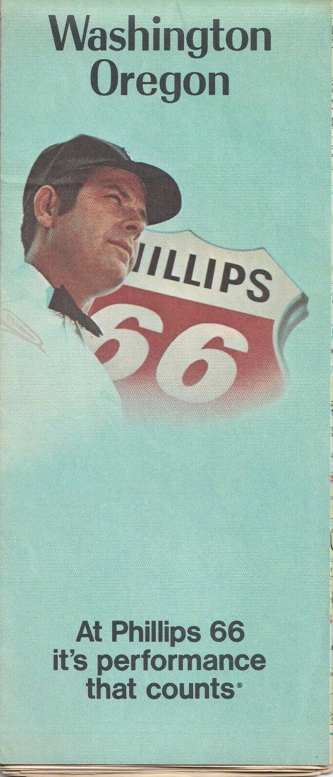 Vintage 1972 Phillips 66 Washington Oregon State Highway Travel Road Map 