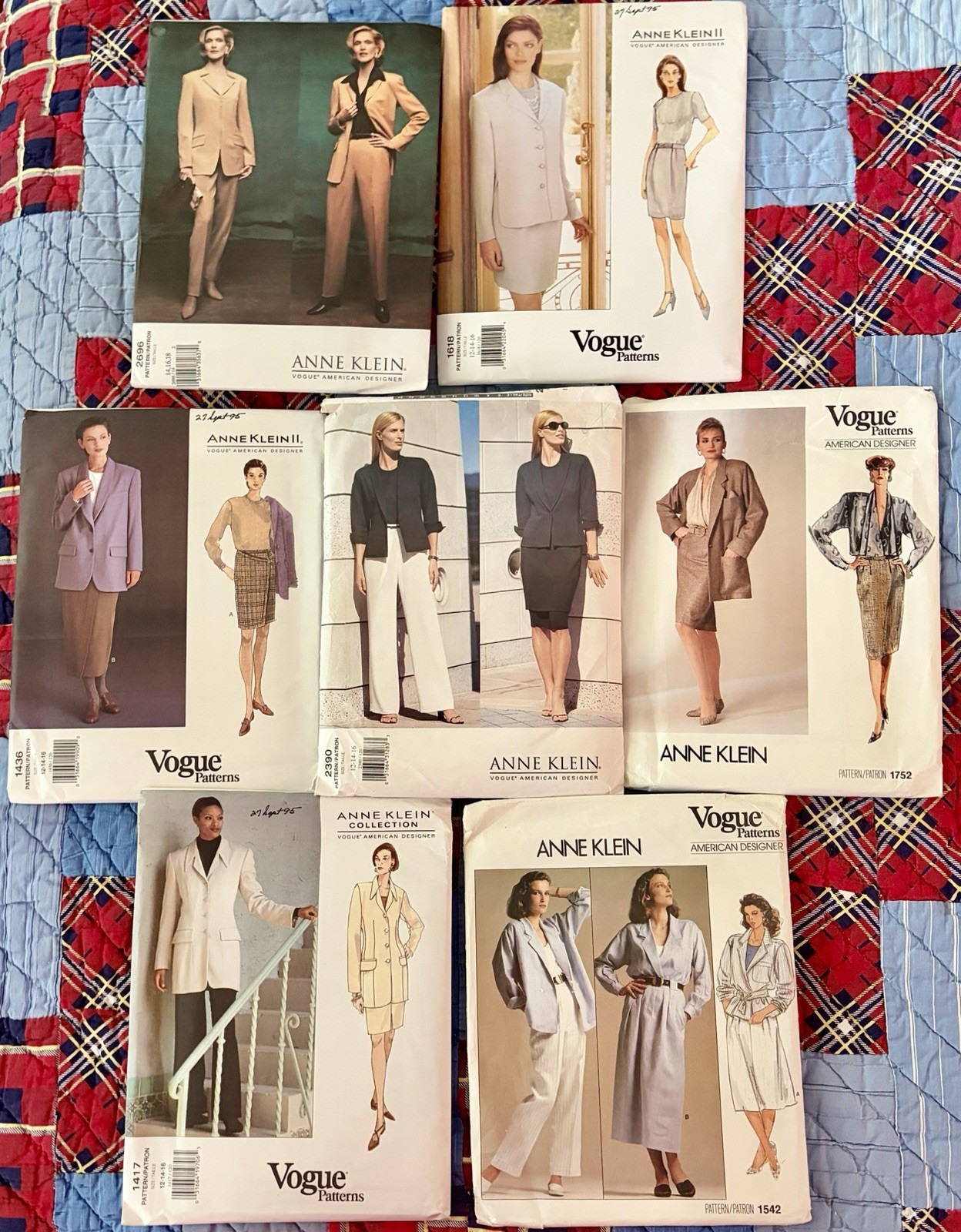 Lot of 7 VTG Vogue American Designer ANNE KLEIN Patterns 12-18 UNCUT Career