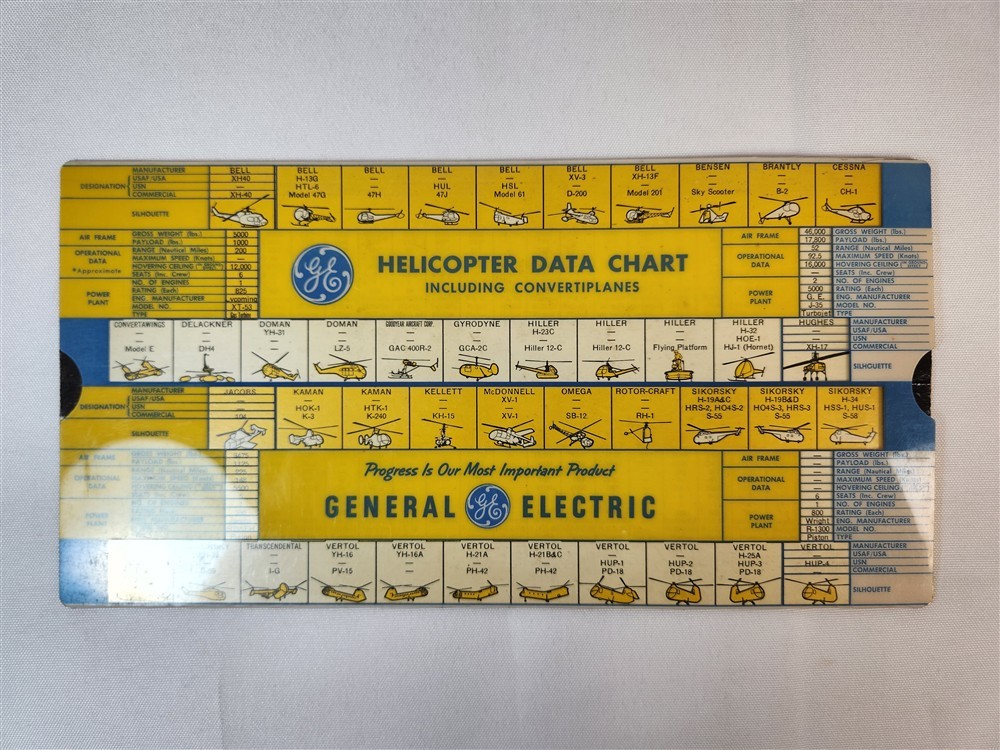 General Electric Helicopter Data Chart 1956 Slide Rule Chart Perrygraf Vintage