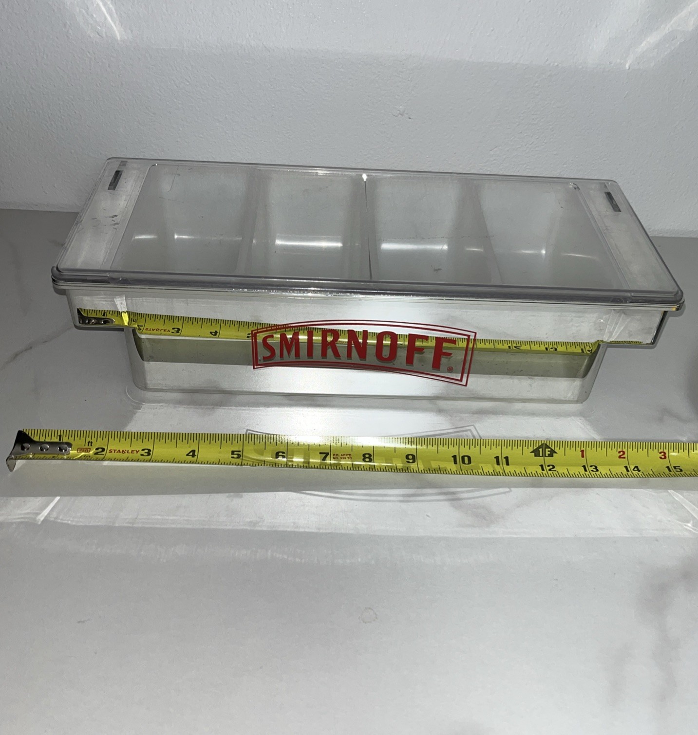 RARE SMIRNOFF VODKA BAR FRUIT CONDIMENT TRAY HOLDER 4 COMPARTMENT RARE SMIRNOFF VODKA BAR FRUIT CONDIMENT TRAY HOLDER 4 COMPARTMENT