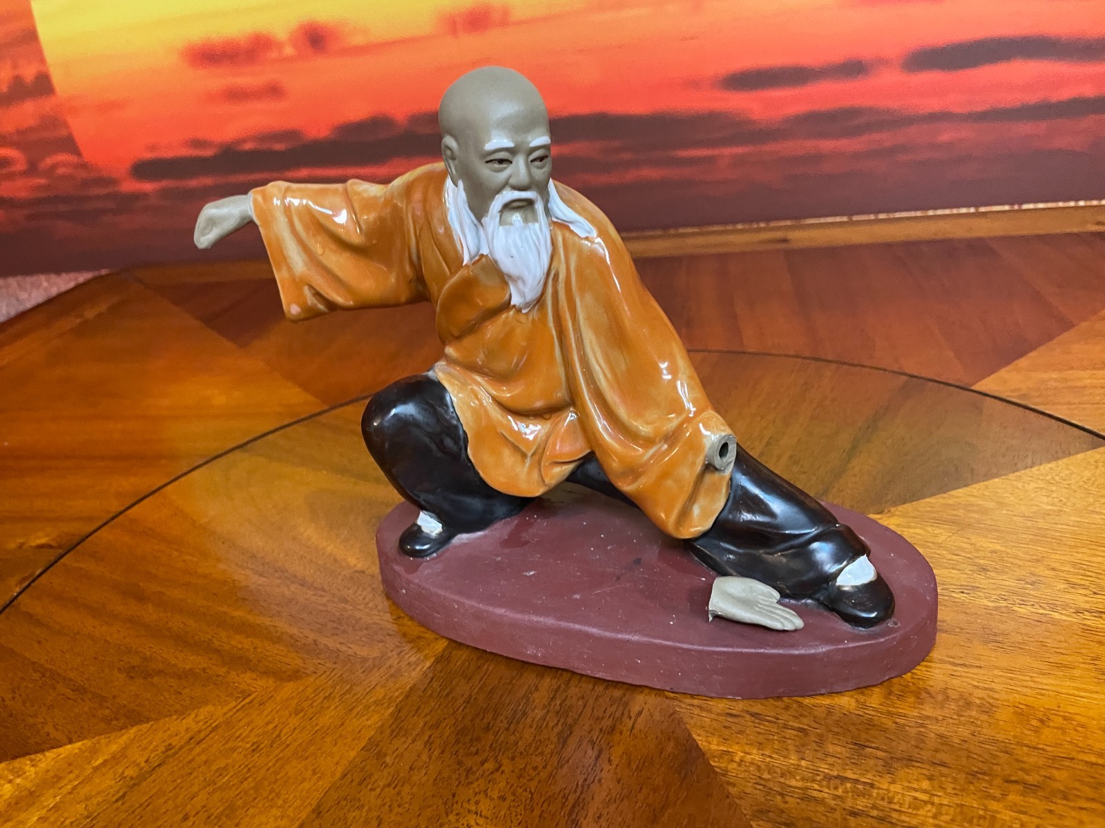 Chinese Shiwan ceramic kung fu martial arts figurine stamped 35 (left hand off)