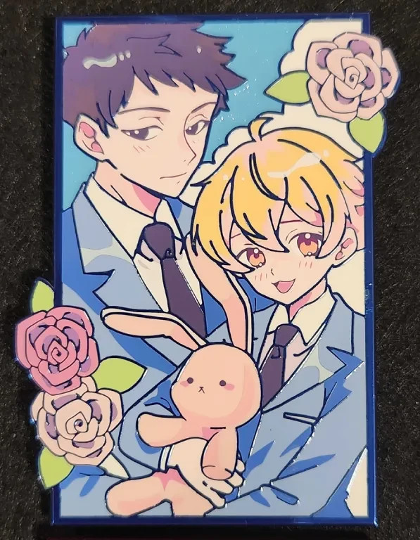 ohshc ouran highschool host club Honey and mori enamel pin Blue Chrom