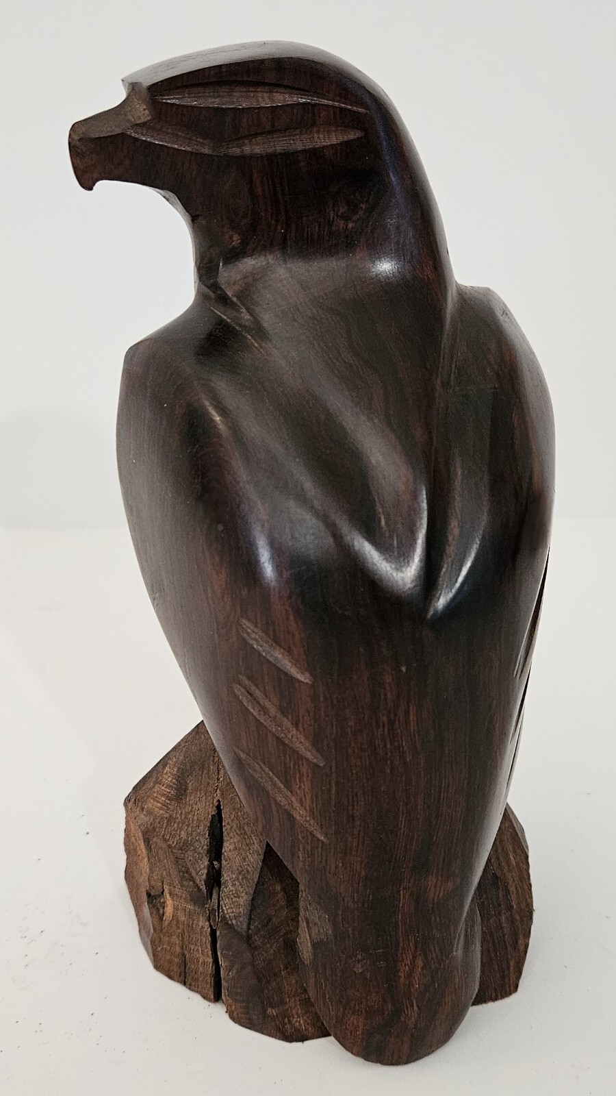 Art Scupture Eagle Falcon Bird Carved Wood Figurine Statue