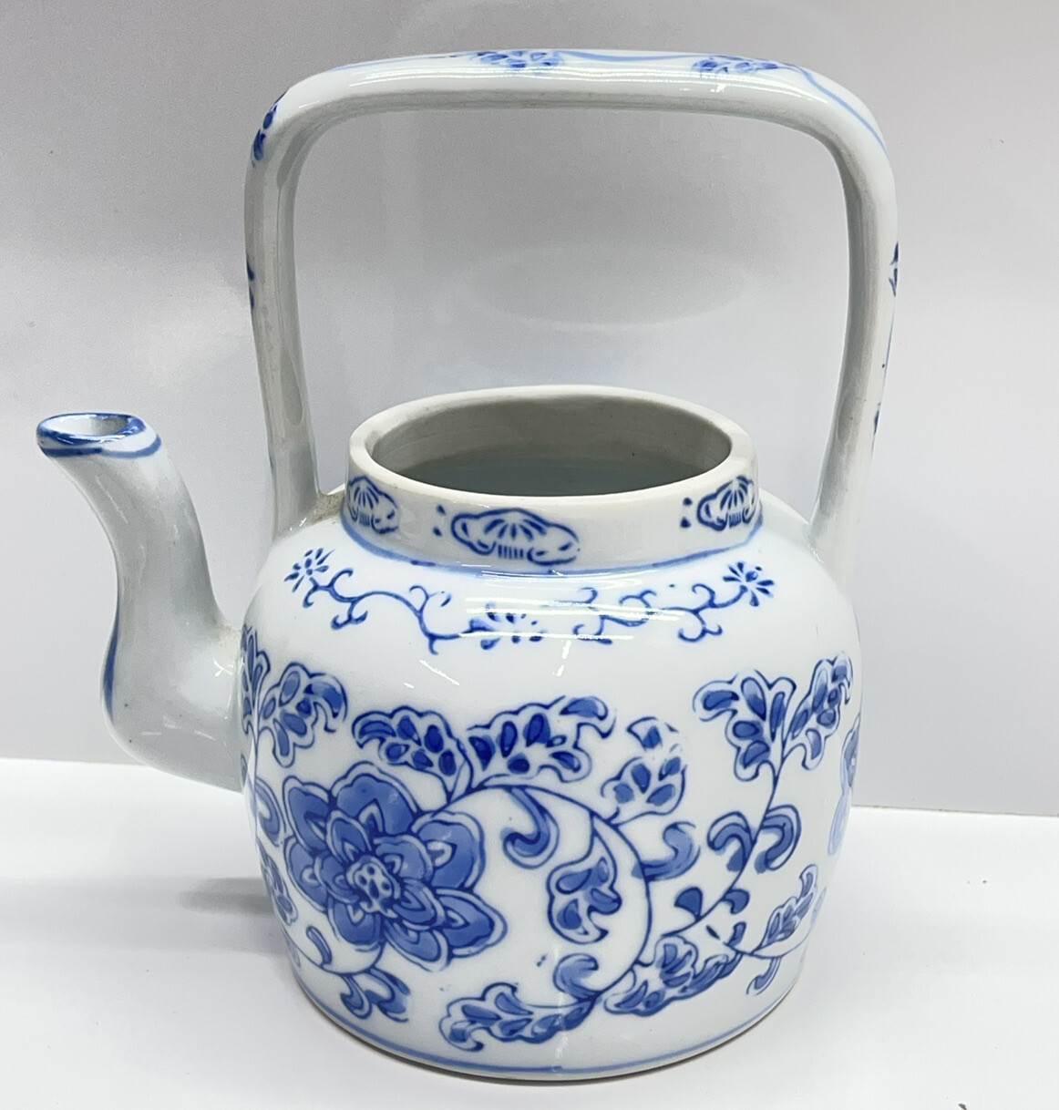 Porcelain Chinese Oriental Style Blue & White Teapot Tea Pot