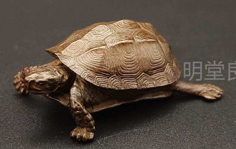 Vintage Japanese Bronze Small Turtle Figurine Head & Tail Movable Tea Ceremony