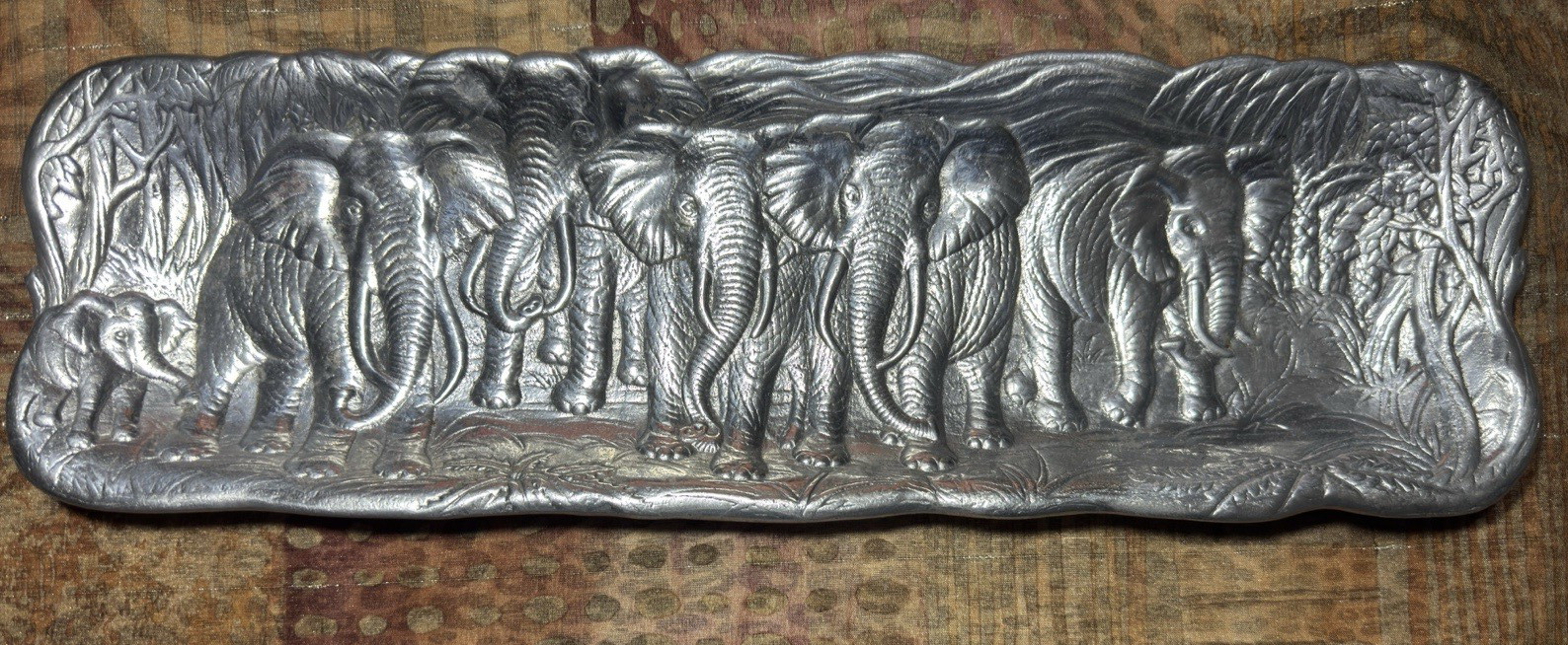 Arthur Court Serving Tray Elephant Long Party Platter Silver Tone Animal Decor