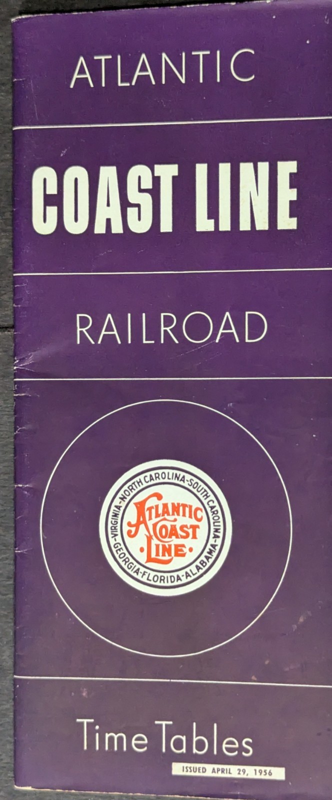 **VINTAGE 1956 ATLANTIC COAST LINE RAILROAD ADVERTISING TIME TABLES**