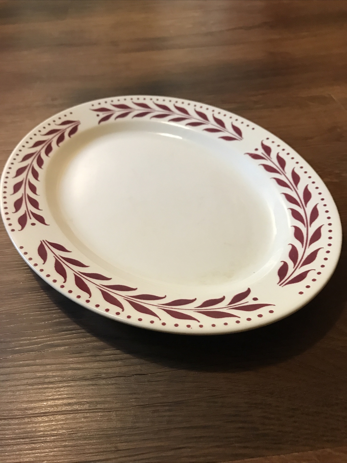 HOMER LAUGHLIN USA RED HEMLOCK PLATTER VINTAGE RED LEAF RIM