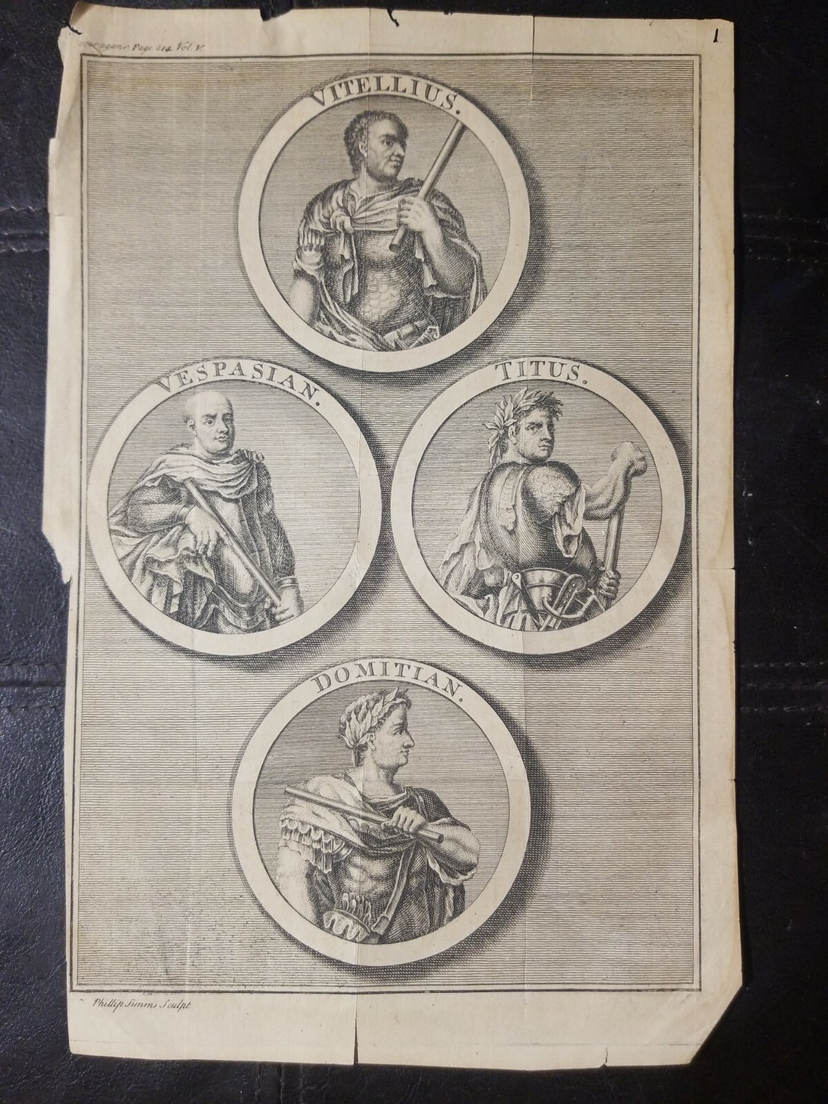 Phillip SIMMS Roman Emperors Antique Engraving Vespian Titus Vitellius Domitian