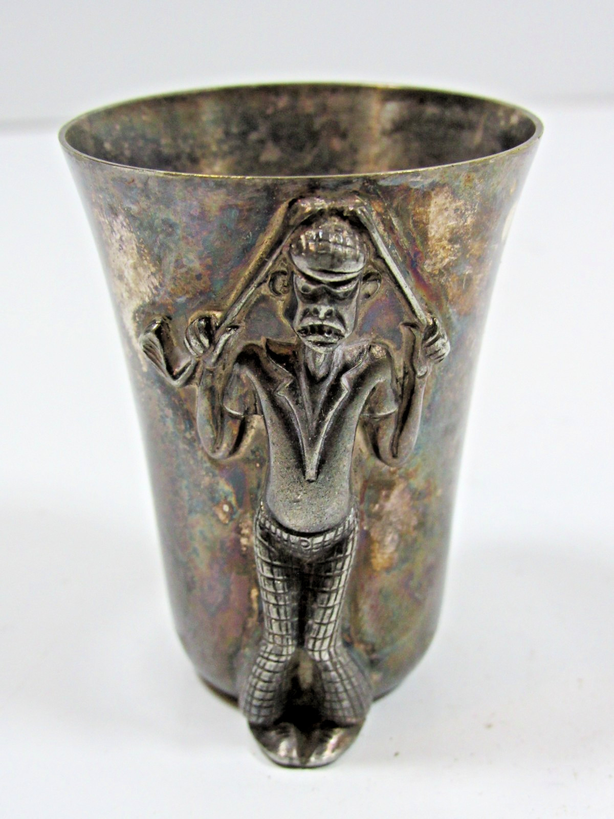 Vintage Reed & Barton Bar 2 Oz Cocktail Shot Glass Silver Tone Angary Golfer #A4
