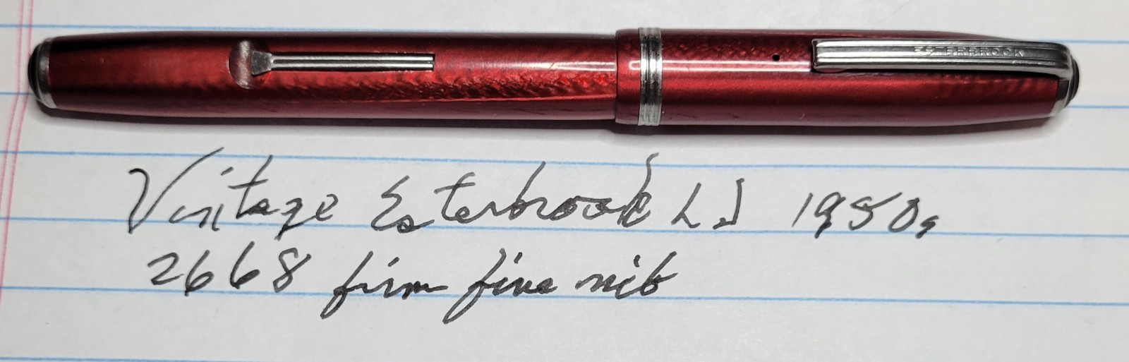 Vintage Esterbrook LJ Red Fountain Pen 2668 Firm Medium Nib 1950s