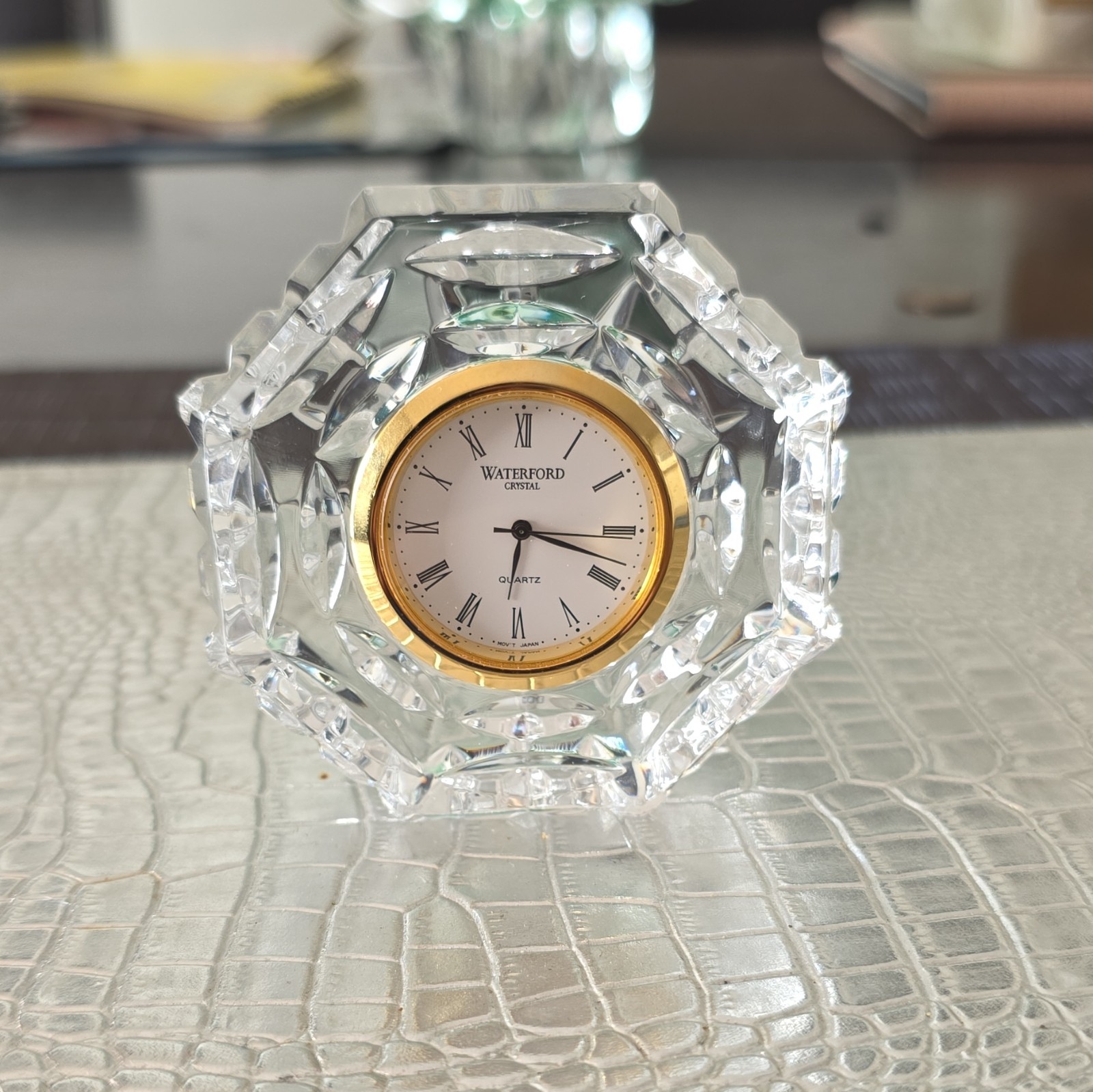 Waterford Crystal Gold Faced Desk Clock