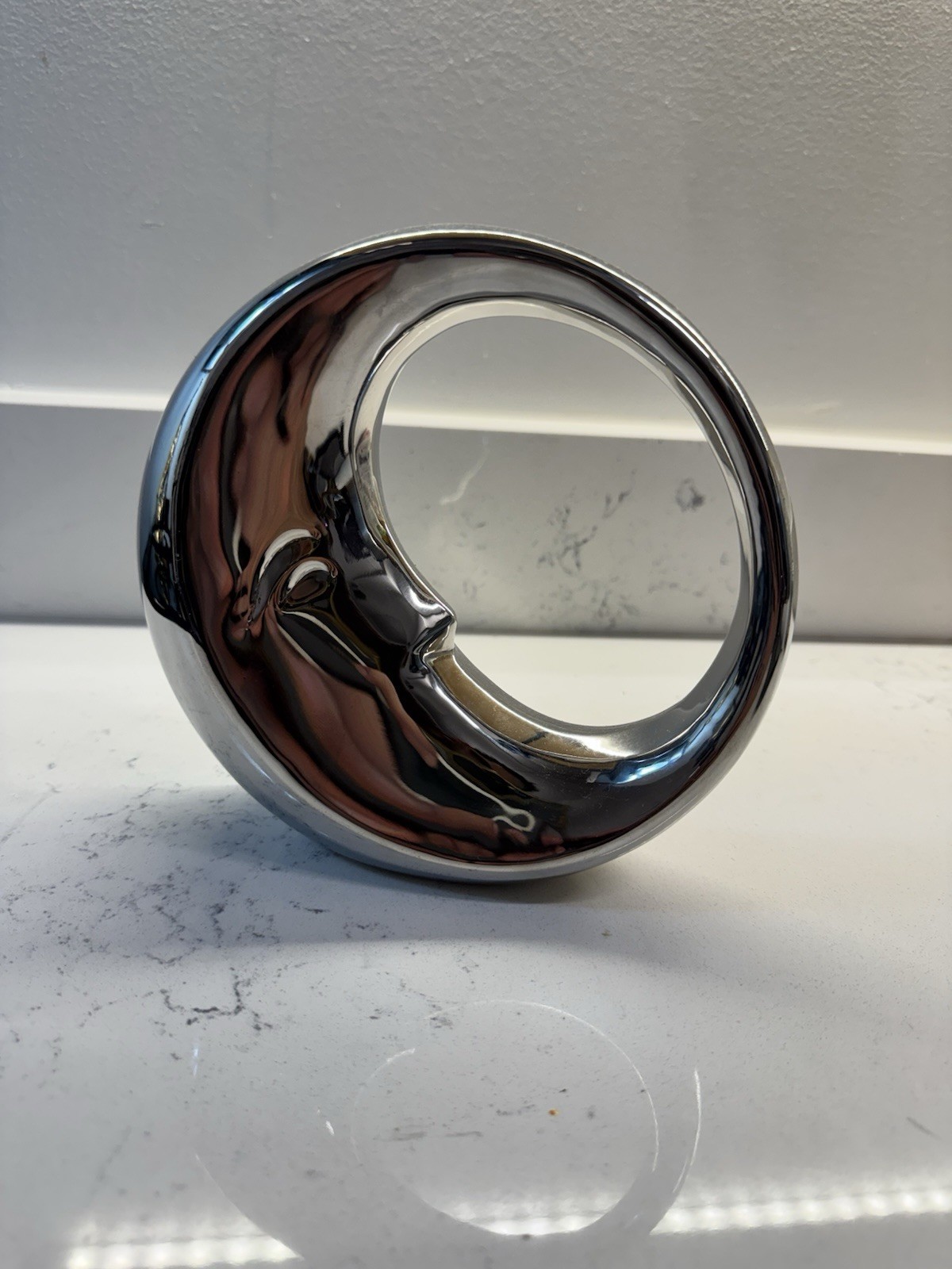 Nambe Sleep Moon Stainless Steel Coin Bank Silver Celestial Moon Face Decor