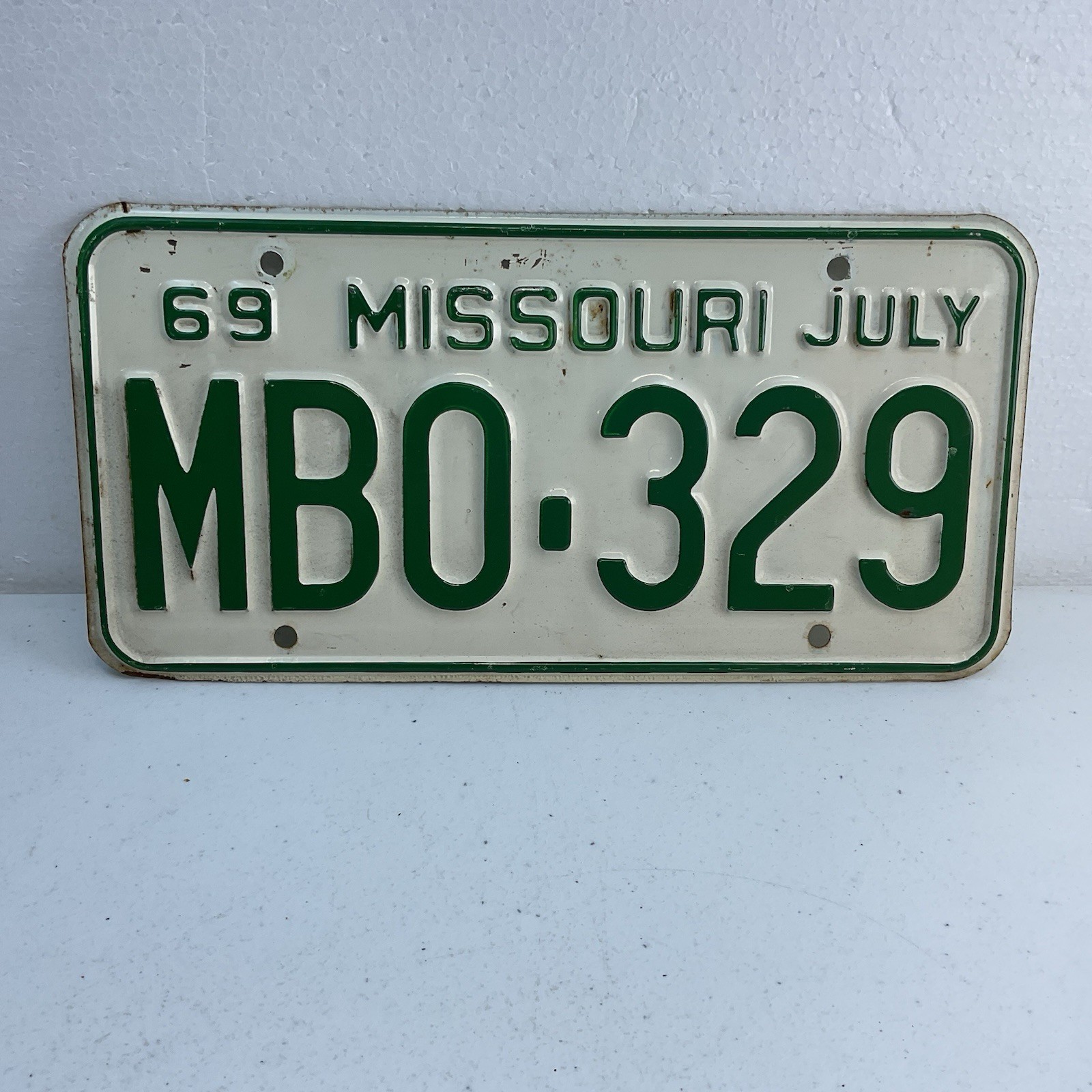 1969 Missouri License Plate Tag MB0329