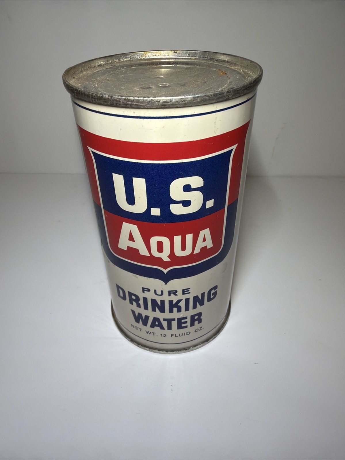 Vintage U.S. Aqua Pure Drinking Water 12 oz Flat-Top Can – Cold War Nuclear Rare