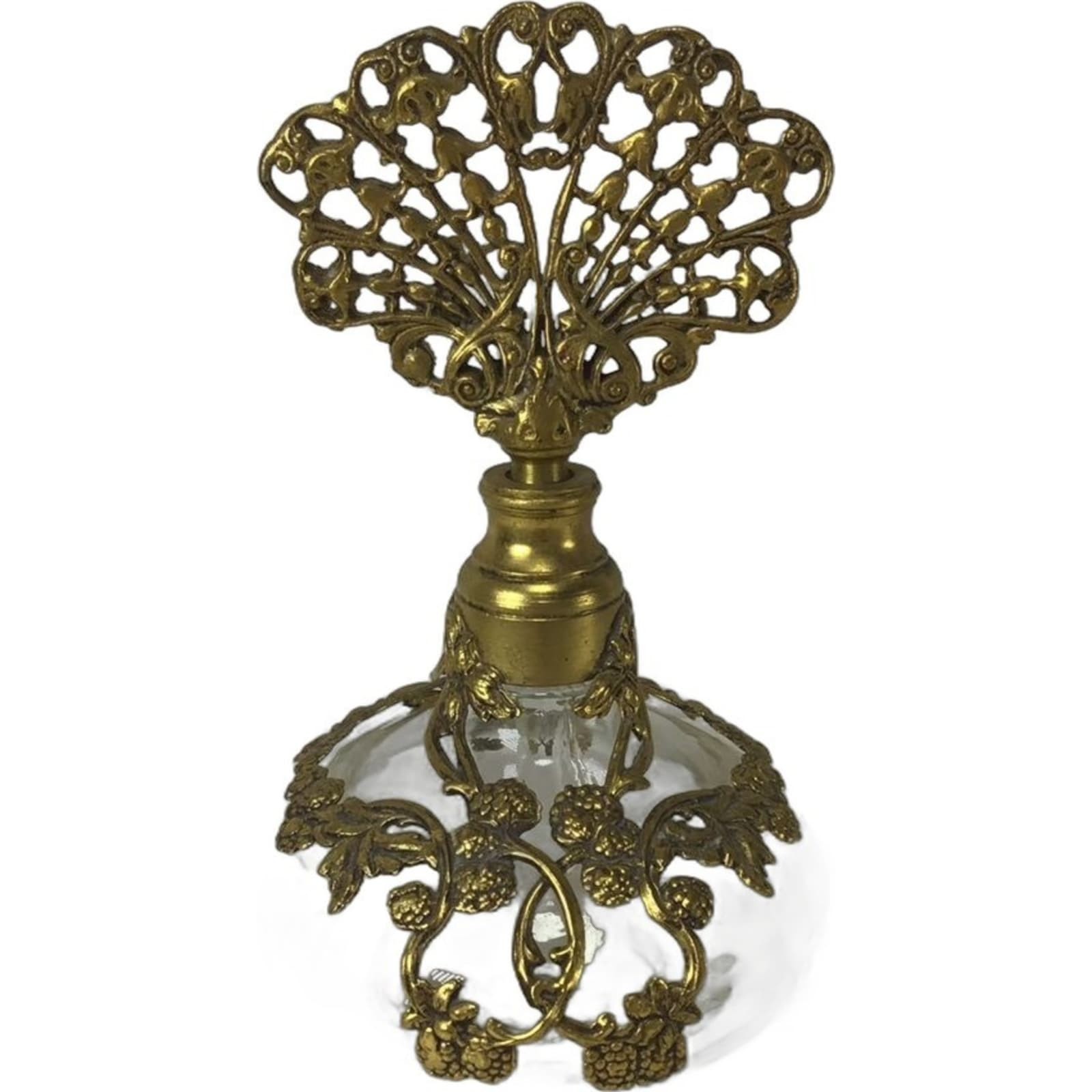 Vintage Classic Estate 24k Filled Metal Filigree Perfume Bottle