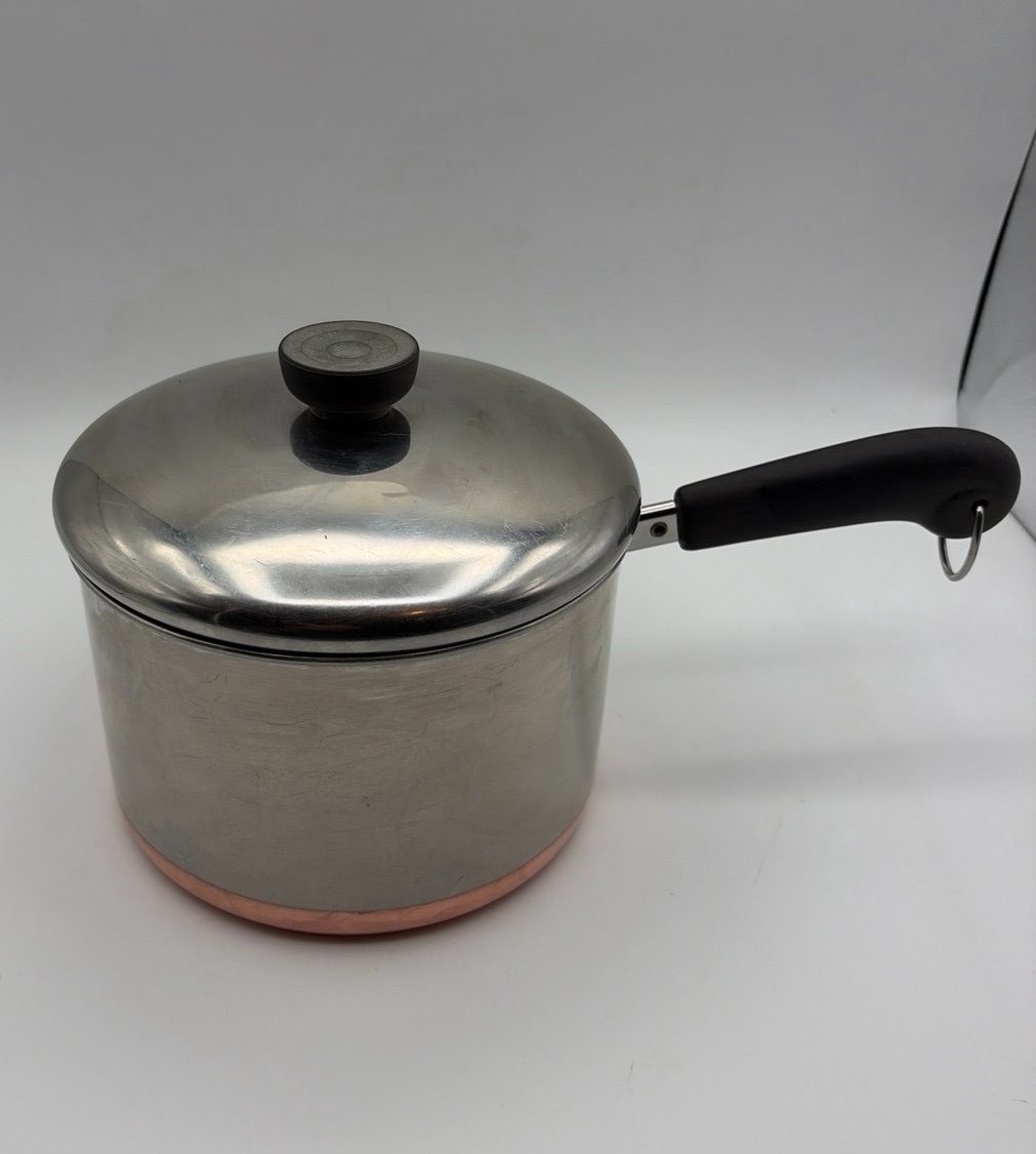 Revere Ware 1801 - 3 Qt Saucepan Stainless Steel Copper Clad Bottom & Lid USA