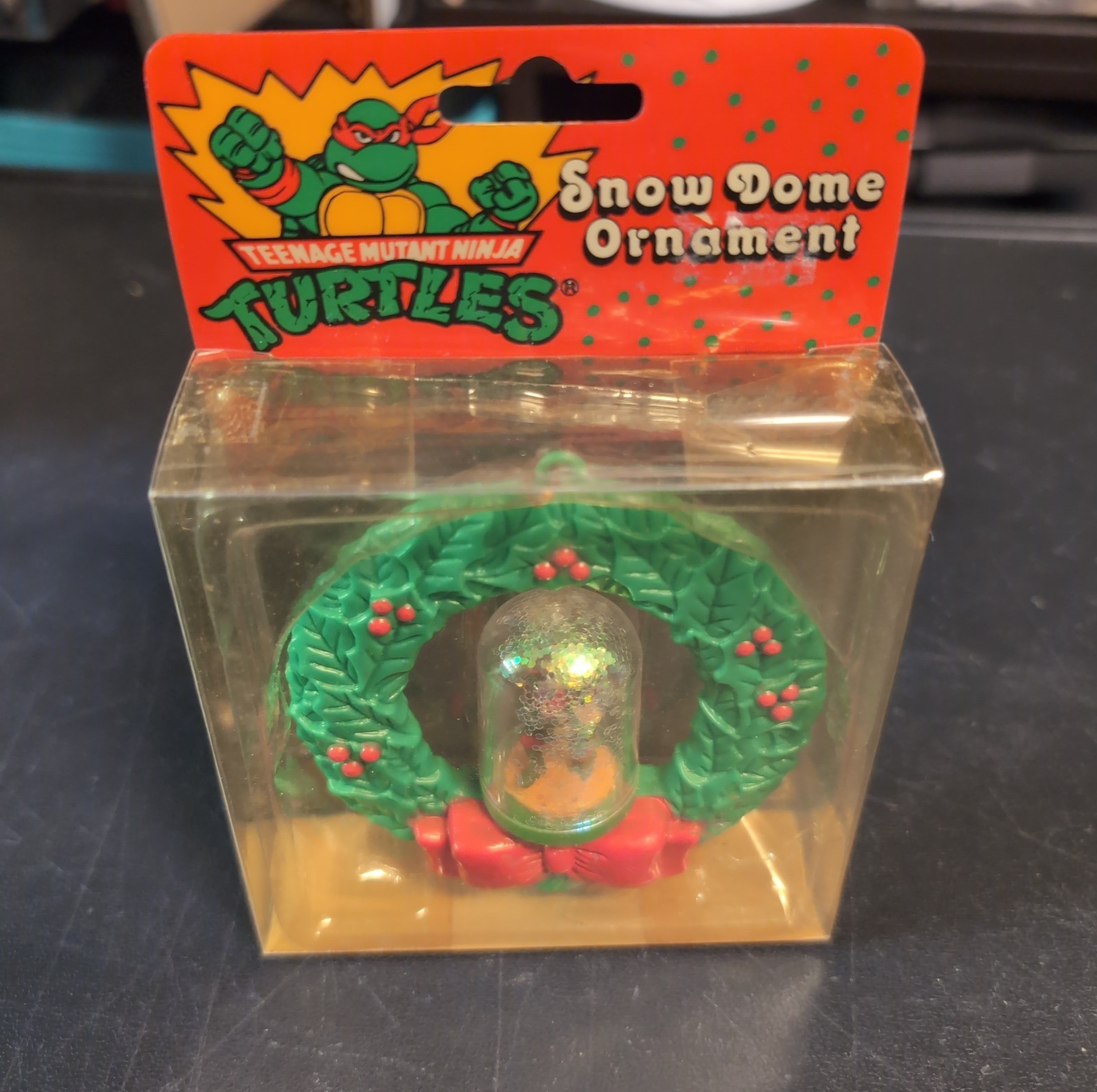 Vintage TMNT Snow Dome Ornament In Package Raphael Mirage Studios Noteworthy 