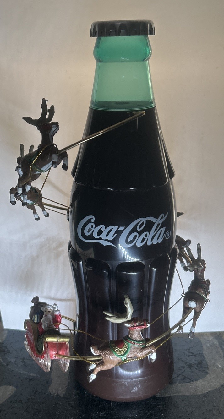 Coca Cola Coke Animated Christmas Holiday Tree Topper Santa/Reindeer Fly Around