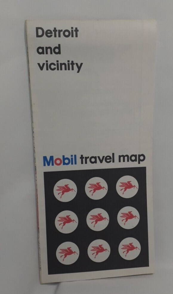 Vintage Mobil Detroit, Michigan & Vicinity Travel Road Map, 1973-
