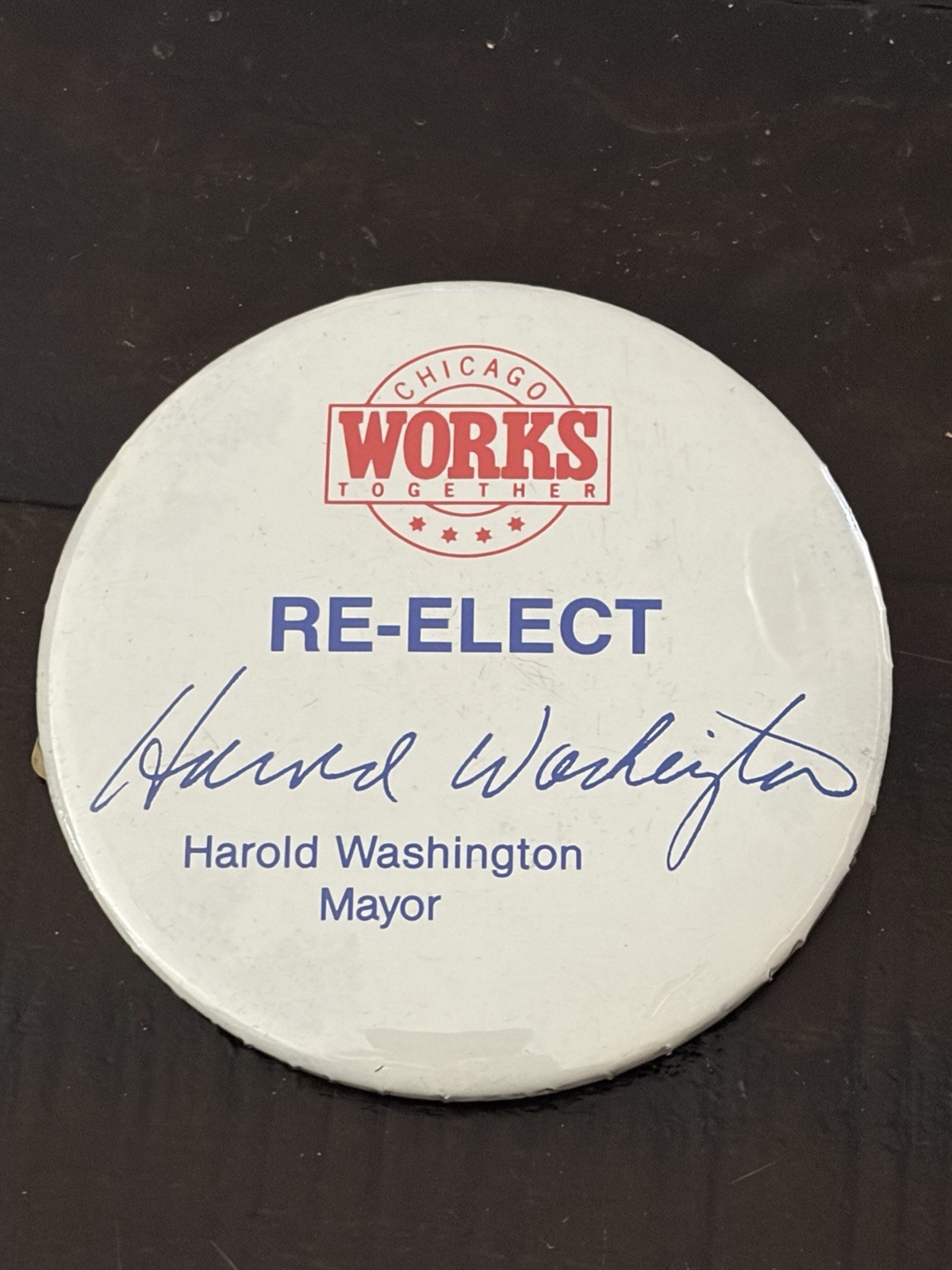 RARE Re-elect Harold Washington Chicago Political Campaign Button Pin RARE Re-elect Harold Washington Chicago Political Campaign Button Pin