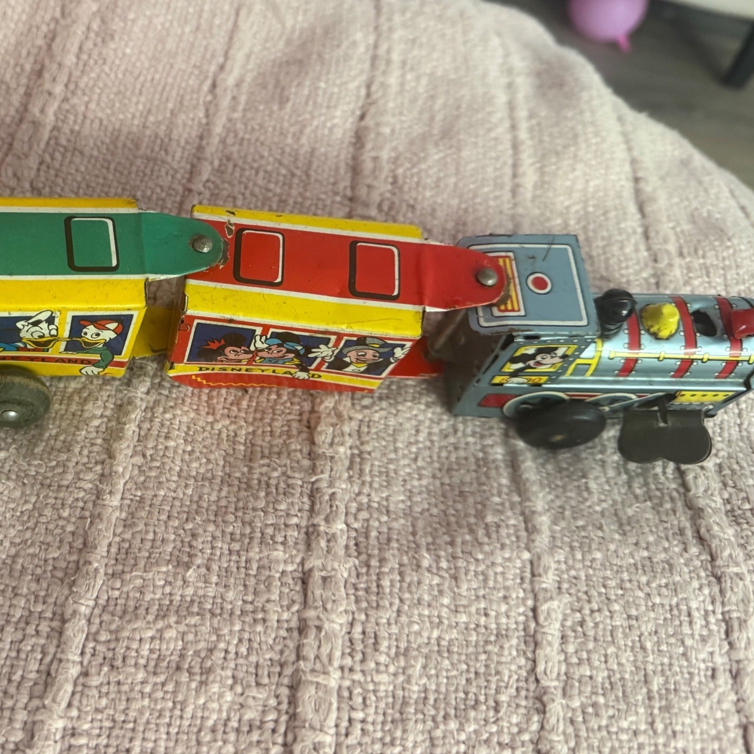 Rare Antique *Disneyland Tin Wind Up Train Mickey Mouse Donald Duck Toy Set