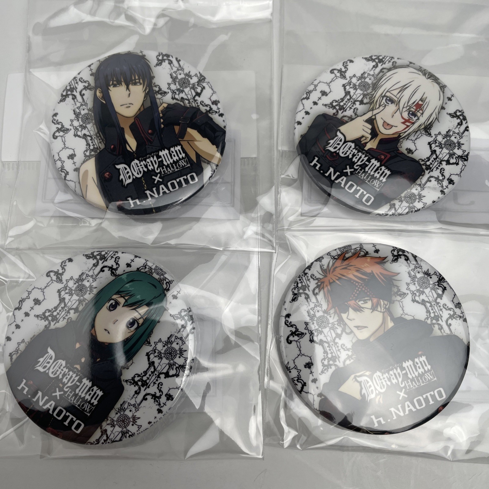 D.Gray-man HALLOW X h.NAOTO Can Badge Set Of Four Gothic Punk Collab 2-1/4”